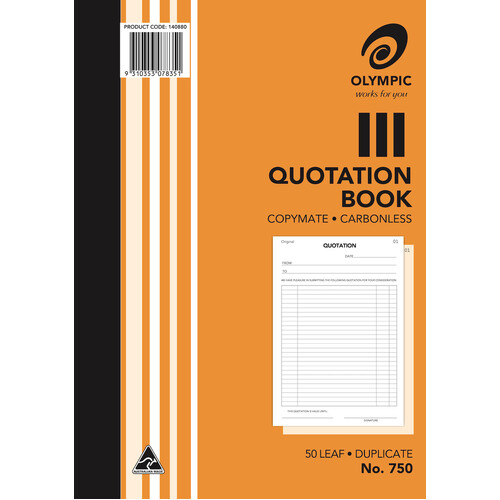 Quotation Books A4 Duplicate 750 Carbonless Olympic 07835 - each #142810