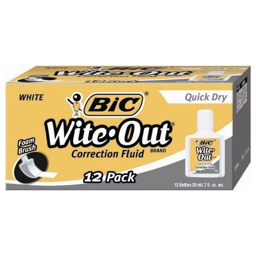 Correction Fluid Bic White 20ml box 12 50605 Quickdry 