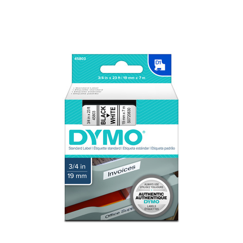 Dymo Label Tape D1 19x7M Black On White SD45803 #S0720830