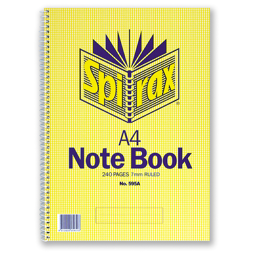 Notebook A4 Spiral 240 page side open Spirax 595A - pack 5 #56059