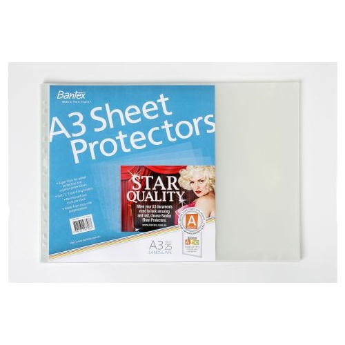 Sheet Protector A3 Bantex Landscape 2037 Pack of 25 5702232037087