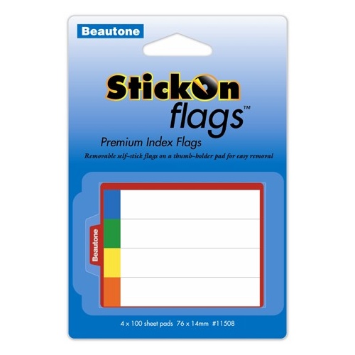 Stick On Flags Beautone 14x76mm 4 x 100 Sheets 11508