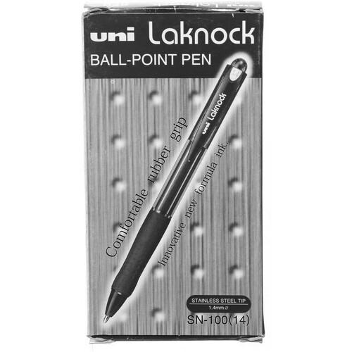 Pens Uniball SN100B BP RT Laknock 1.4mm Broad Black Box 12 SN100BBK 