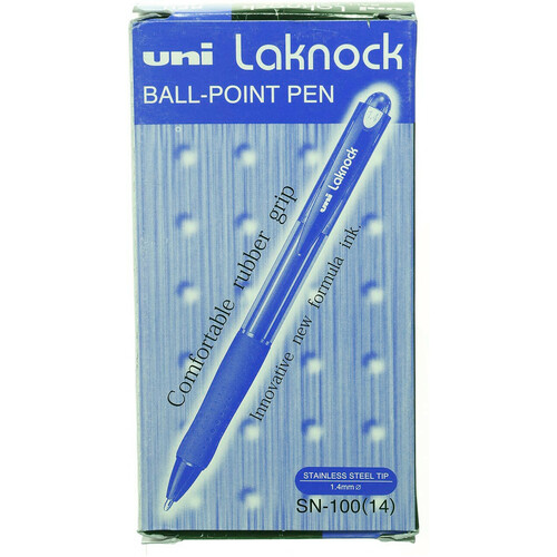 Pens Uniball SN100B BP RT Laknock 1.4mm Broad Blue box 12 SN100BBL 