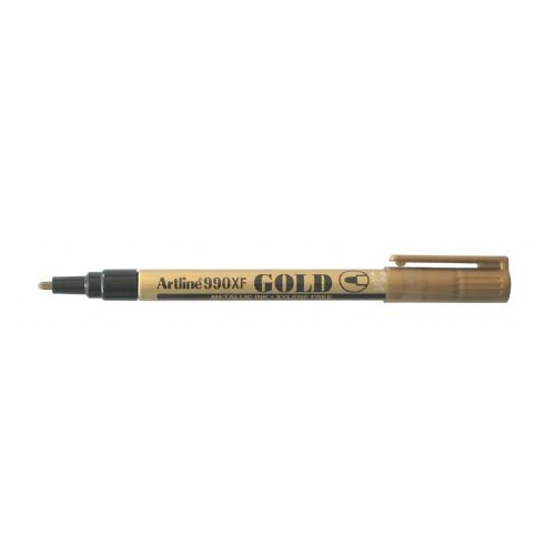 Paint Marker 1.2mm Line Artline 990 Gold Box 12 Fine Bullet Point Metallic Permanent