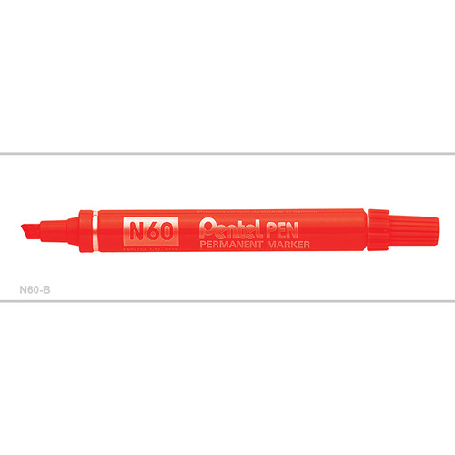 Markers Pentel N60B Perm Chisel Point Red Box 12