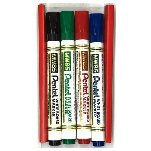 Whiteboard Markers  pack 4 Pentel MW85 Bullet Point Assorted MW854AST