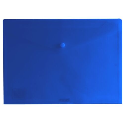 Document Wallet A4 Plastic With Button Osmer Blue Tinted and name card A4W22N