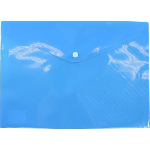 Document Wallet A4 Plastic With Button Osmer Light Blue A4W09