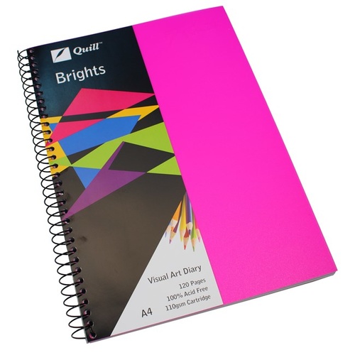 Visual Art Diary  A4 White page 60L 110gsm 120 pages Pink Quill 10762 CERISE PINK 100851357
