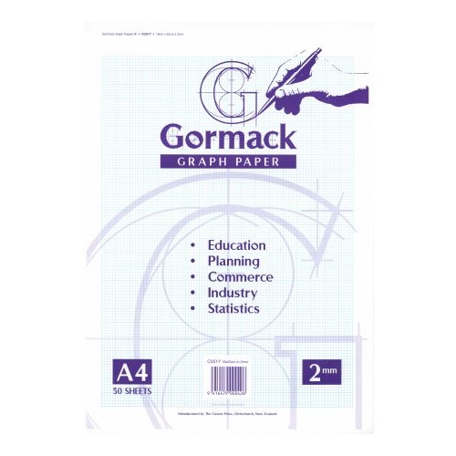 Graph Pads A4  2mm Gormack C051Y 50 Sheets #GPC051YB