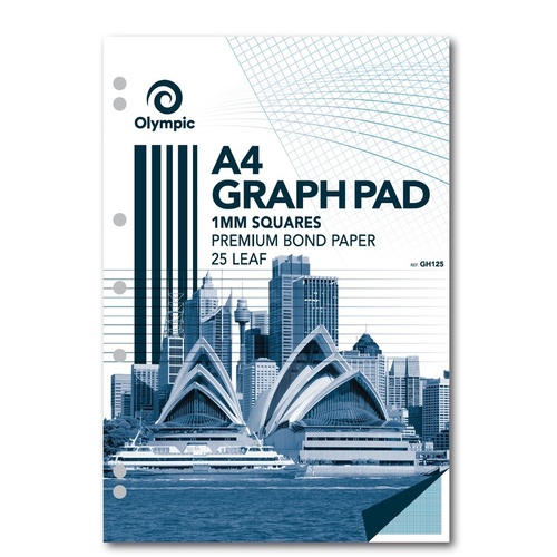 Graph Pads A4  1mm 50 page pack 10 7 holes 141370 GH125 Olympic 