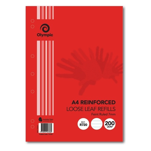 Loose leaf Refills A4 200s Olympic 7mm Ruled Reinforced 141421 - pack 200 #R720