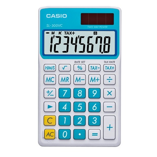 Calculator  8 digit Pocket Battery & Solar Casio SL300 - not sure if the colour is blue