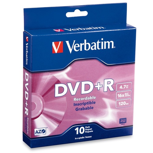 DVD+R Plus Recordable 4.7GB Spindle 10 Verbatim  95032