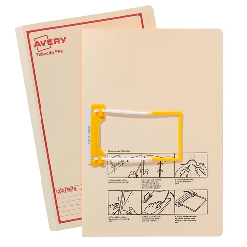 Tubeclip Files Avery Buff/red box 20 84515 Foolscap with Red printing