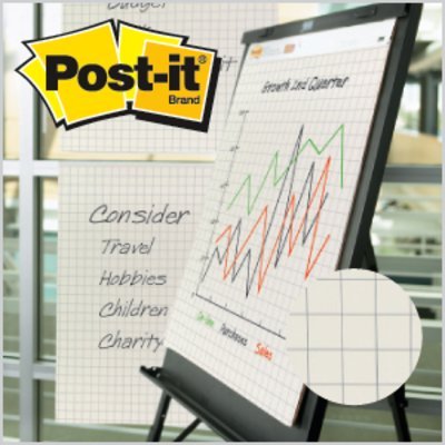 Post-it Super Sticky Easel Pad, 25 x 30 Inches, 30 Sheets/Pad, 2 Pads  (560), Large White Grid Premium Self Stick Flip Chart Paper, Super Sticking