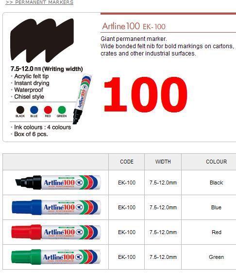 ARTLINE 100 PERMANENT MARKERS Large Chisel Black Each - Melbourne