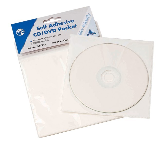 CD Storage Pocket Colby Folder Friendly Self Adhesive 288 CDSA pack 5