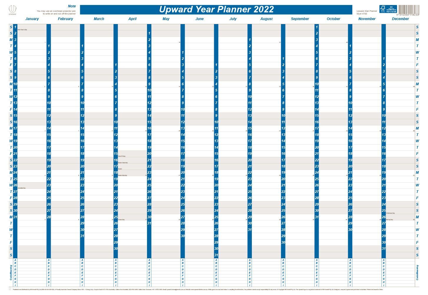 Year Planner Calendar : Planner upward wall year mm laminated flat Year Planner Calendar : Planner upward wall year mm laminated flat