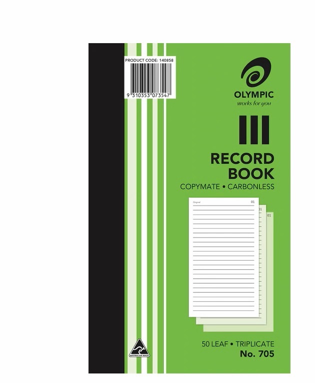 Olympic #705 Record Book - 10 Pack, 50 Leaves Each, Carbonless Trip Book BULK 140858