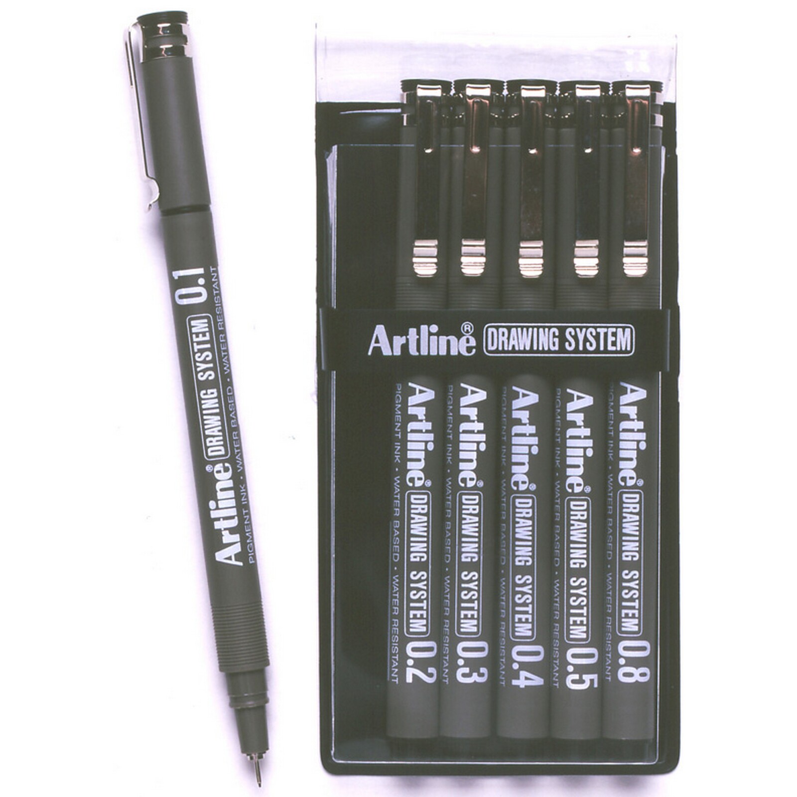 25.90 Artline Pens 230 Drawing System Black wallet 6 0.1mm 0.2mm 0.3mm