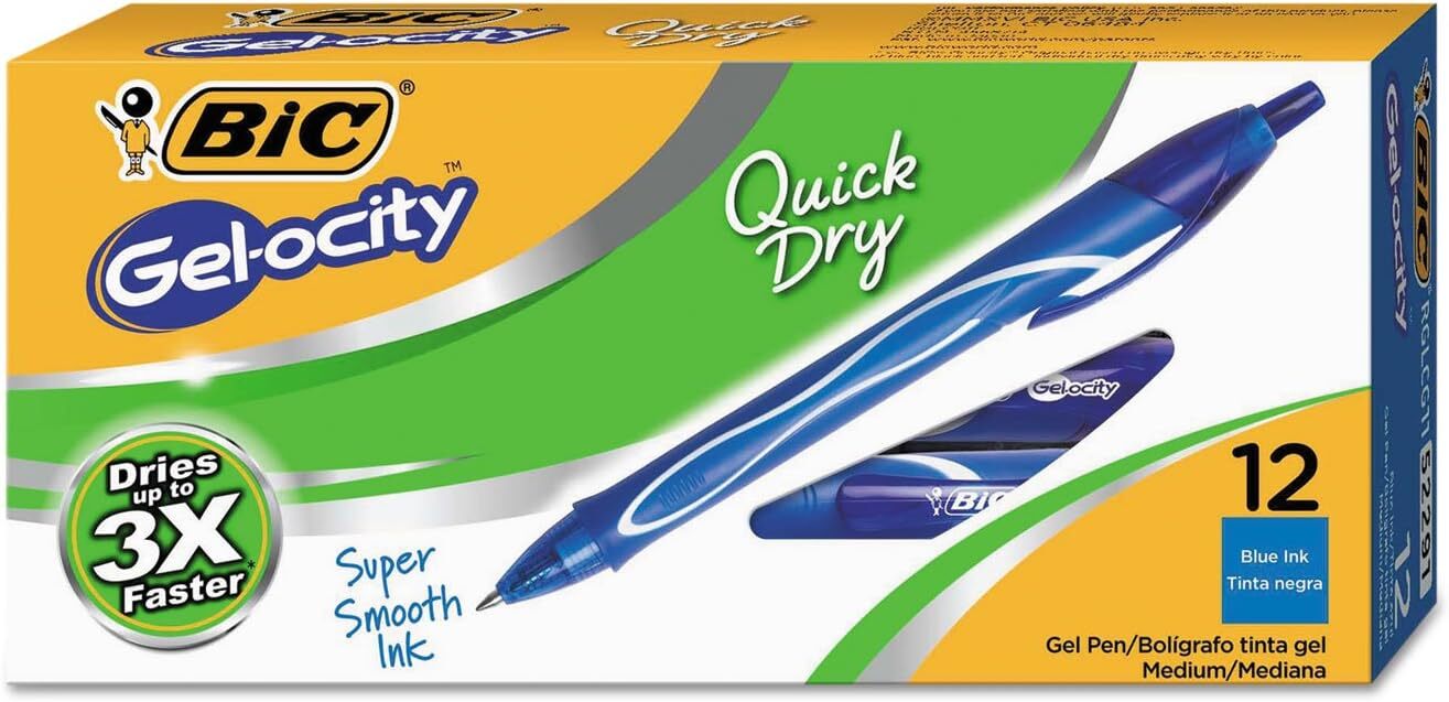 $29.90 Pens Bic Gelocity Gel Roller Retractable Blue 0.7 box 12 950442