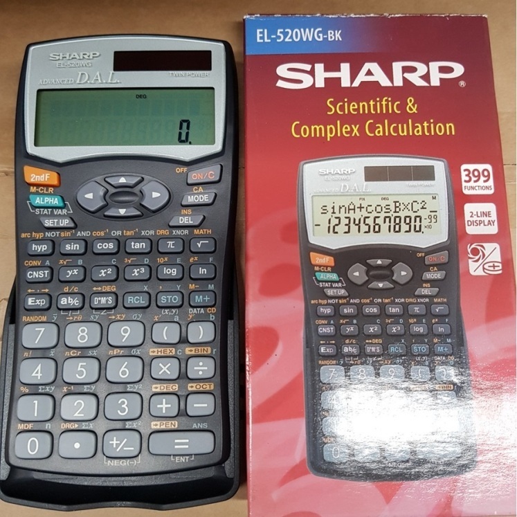 Calculator Scientific 12 digit 339 Function 2 power Sharp EL520WG-bk