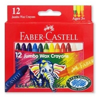 Crayon Jumbo Wax Large - box 12 Assorted Faber Castell #21-120037 120040