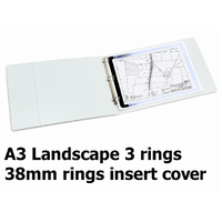 Insert Binder A3 3/38/D Landscape 38mm 3D White Marbig 5545008 3 rings