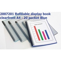 Display Book  A4 Marbig 20 Pocket Clear Front Refillable 2007201 Blue 