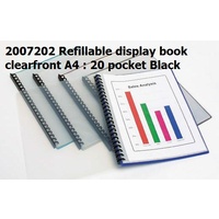 Display Book  A4 Marbig 20 Pocket Clear Front Refillable 2007202 Black