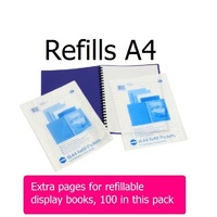 Display Book  A4  100 Multihole Refills 2008000 FITS ALL multihole REFILLABLE DISPLAY books #B23-04