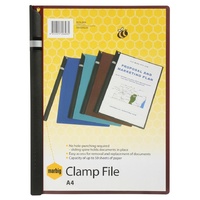 Clamp File A4 Marbig 20030 Maroon Capacity up to 50 sheets of 80gsm paper