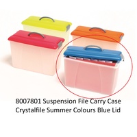 Suspension file Carry Case Blue Lid Clear Base 8007801 18 litre capacity Crystalfile summer Colours