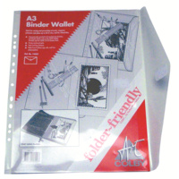Binder Wallet A3 Document holder Clear Punched Colby 146A32Clear - each 