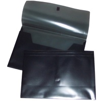 Document Wallet FC velcro Colby Polyprop P327F Black Foolscap copy safe