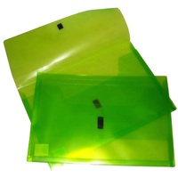 Document Wallet FC velcro Colby Polyprop P327F Lime Foolscap copy safe