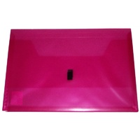 Document Wallet FC velcro Colby Polyprop P327F Pink Foolscap copy safe