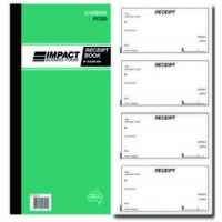 Cash Receipt Book  4up Duplicate Carbon PC020 Impact 140mm x 280mm 100 duplicate sets