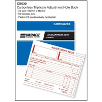 Adjustment Note Books A5 Triplicate CS630 Carbonless 160x210mm Impact Credit book 50 sets