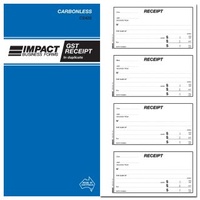 Cash Receipt Book  4up Duplicate Carbonless CS425 Impact - Carbon Books With extra GST column