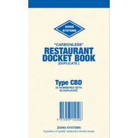 Restaurant Docket Book CBD Carbonless Duplicate Pack 25 Zions  