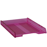 Desk Tray A4 I65 Pink Tint Slimline 40x350x260mm Italplast I65TPK Multi Fit Tinted Pink 