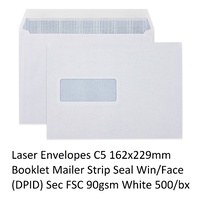 Envelope 162x229 C5 [WF8] Laser [PnS] [Sec] bx 500 Window 90gsm strip seal laser secretive Cumberland 6063411 