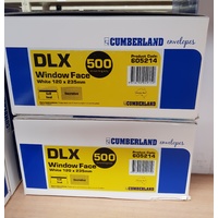 Envelope 120x235 DLX [WF1] [PrS] [Sec] box 500 Cumberland 605214 white windowface press seal secure