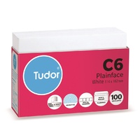 Envelope 114x162 C6 [PO] [PnS] [Sec] box 100 Tudor 140009 white Post Office Squares Strip Peel and Seal Secretive 