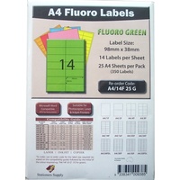 Labels 14up Laser Inkjet Copier Fluoro Green Stationers Supply Pack 25 A414F25G 