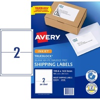 Labels  2up InkJet J8168 Avery 936036 box 50 White Permanent Shipping Labels with Trueblock