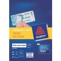 Labels 27up Laser L6114 Anti Tamper 959302 Pack 20 Avery 